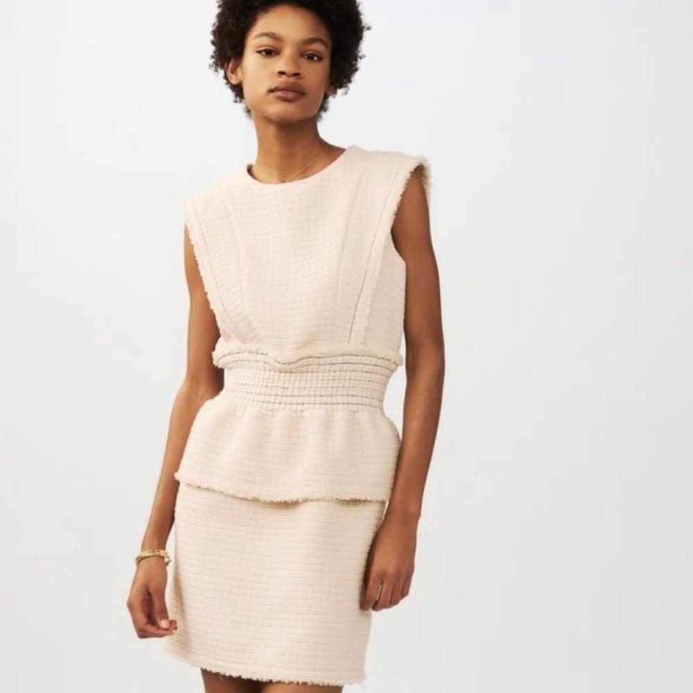 Maje Rosay Cotton Boucle - Tweed Peplum Mini Dress NWT
